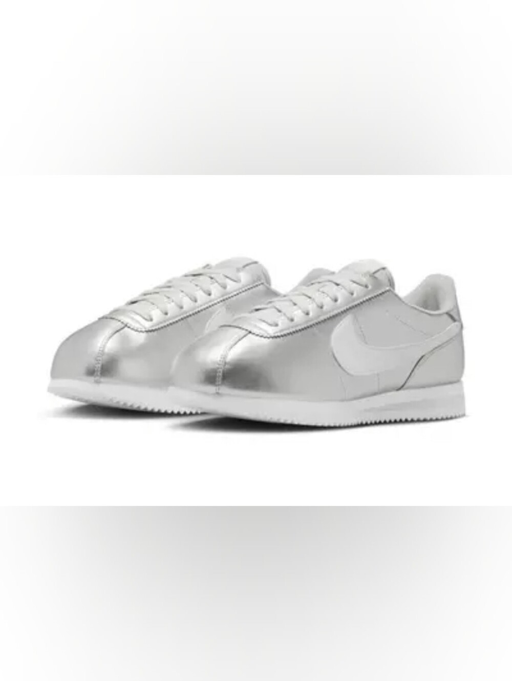 Nike Cortez "Metallic Silver/Grey Fog/White" Women's Sneaker Woman Size 6 NIB
